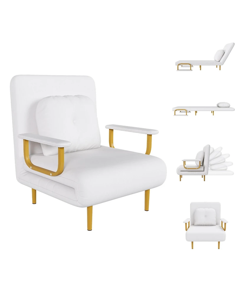 Rainsken Folding Sofa Bed, 3-in-1 Convertible Chair with Pillow and 5-Position Adjustable Backrest, Space-Saving Sleeper for Living Room, Bedroom