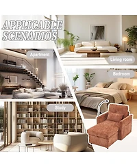 Rainsken Leisure Chenille Single Recliner Chair, Lazy Lounge Sofa with Storage, Side Pockets and Phone Holder for Living Room