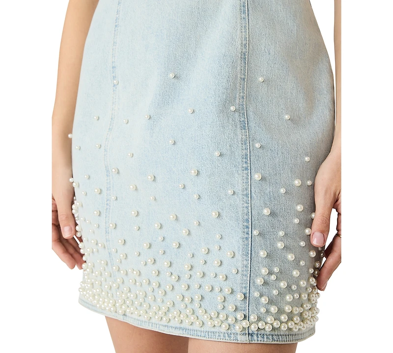 Steve Madden Women's Embellished Square Neck Mini Dress