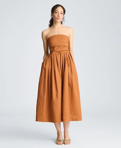Kenneth Cole Women's Strapless Shirred Midi Dress