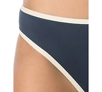 Kate Spade Women's Contrast-Trim High-Cut Bikini Bottoms, Exclusively at Macy's