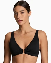 Lauren Ralph Women's Ring Over The Shoulder V-Neck Bikini Top