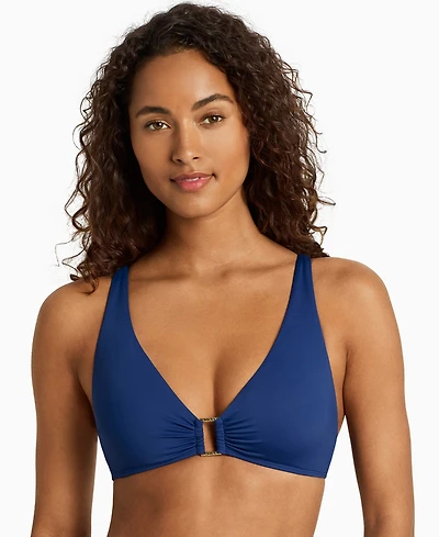 Lauren Ralph Women's Ring Over The Shoulder V-Neck Bikini Top