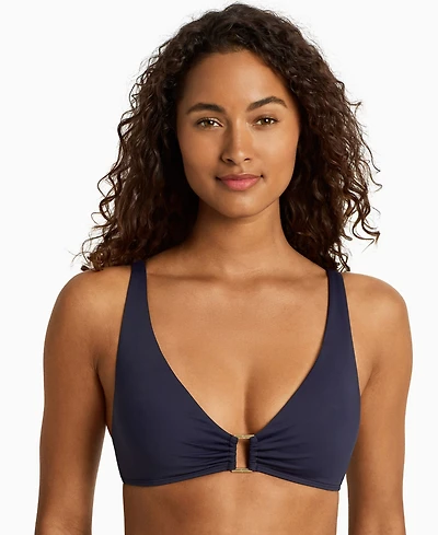 Lauren Ralph Women's Ring Over The Shoulder V-Neck Bikini Top