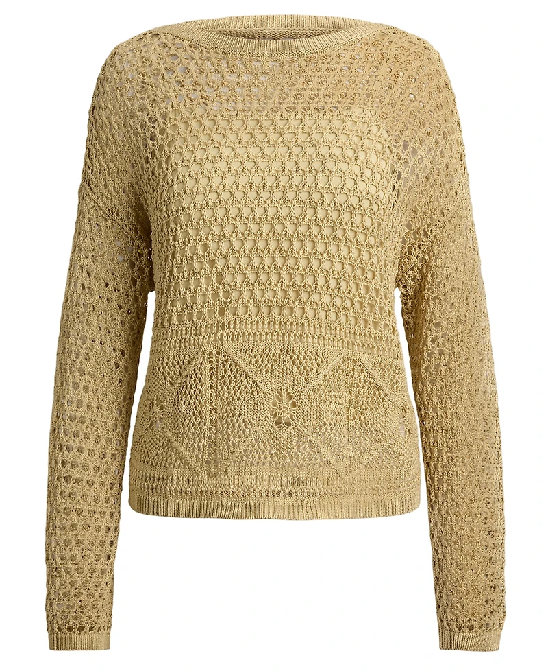 Lauren Ralph Petite Pointelle-Knit Boat Neck Sweater
