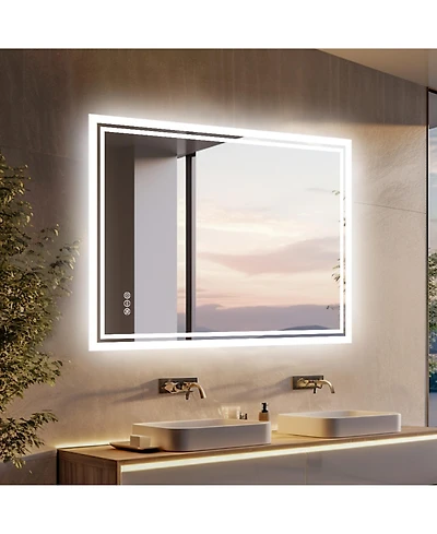 Luvod 19.7x27.5 in Illuminated Led Bathroom Mirror 3 Colors Touch Sensor Backlit Anti-fog