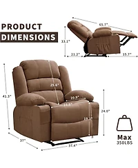 gaomon Wide Rocker Recliner Chair for Adults, Manual Oversized Chairs w/Armrest, Backrest, 2 Cup Holders, Side Pocket