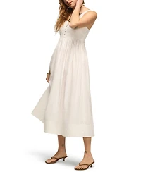 Lucky Brand Women's Poplin Pintuck Square Neck Maxi Dress