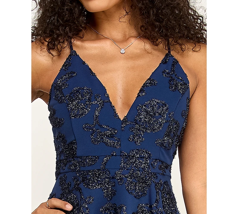Emerald Sundae Juniors' Lace-Back Fit & Flare Dress