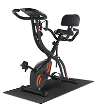 Sportneer Foldable Stationary Bike 4 in 1 Indoor Cycling with 16 Level Magnetic Resistance Arm Band Pvc Floor Mat for Home Gym Workout
