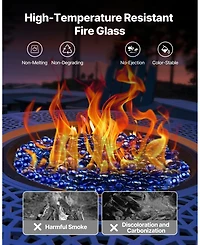 Sugift 20LBS Reflective Smokeless Fire Glass 3/4 in Flat Round for Fire Pit Table