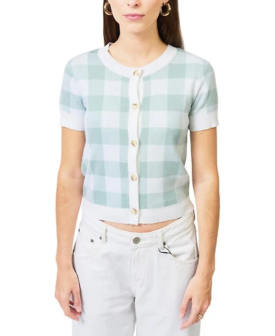 Central Park West Women's Laurel Gingham Jaquard Cardigan