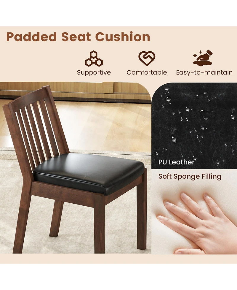 Sugift Pu Leather Upholstered Dining Chairs Set of Two