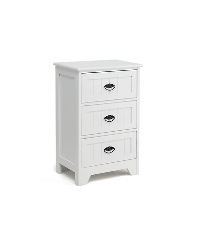 sumyeg 3 Drawers End Storage Wood Side Nightstand