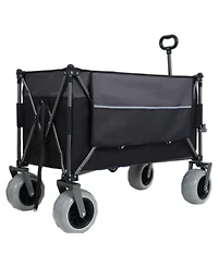 Mondawe 300L Xl Folding Storage Wagon Utility Cart with All Terrain Wheels, Brakes and Cup Holders