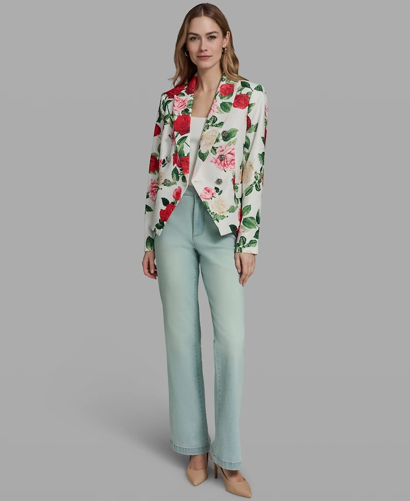 Karl Lagerfeld Paris Women's Floral Print Collared Polyester Jacket