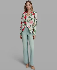 Karl Lagerfeld Paris Women's Floral Print Collared Polyester Jacket