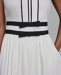 Karl Lagerfeld Paris Women's Contrast Trim Detail V-Neck Sleeveless Dress