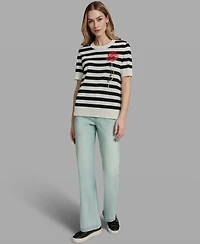 Karl Lagerfeld Paris Women's Striped Crewneck Sweater