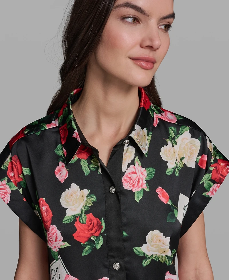 Karl Lagerfeld Paris Women's Printed Short-Sleeve Top