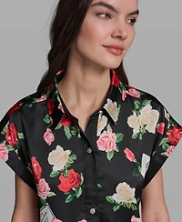 Karl Lagerfeld Paris Women's Printed Short-Sleeve Top