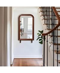 LuxenHome Modern 43.3" Tall Rounded Rectangle Wall Mirror with Pine Wood Frame