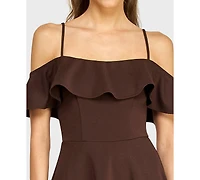 B Darlin Juniors' Ruffled Off-The-Shoulder Dress