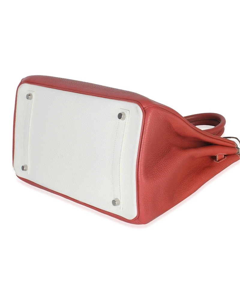 Pre-Owned HERMES Sanguine White Clemence Verso Birkin 35 Phw