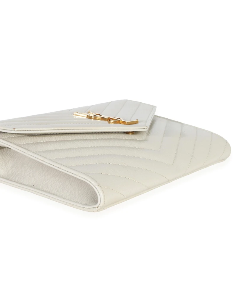 Pre-Owned Saint Laurent Creama Soft Grain De Poudre Triquilt Monogram Clutch