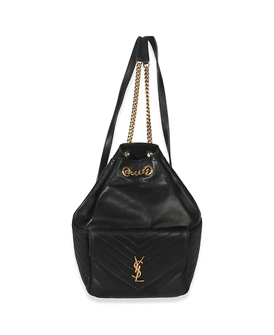 Pre-Owned Saint Laurent Black Matelasse Lambskin Monogram Joe Backpack