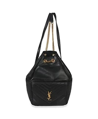 Pre-Owned Saint Laurent Black Matelasse Lambskin Monogram Joe Backpack