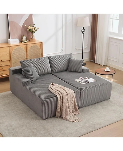 gaomon Oversized Corduroy Double Chaise Sofa - 78" Deep Seat, No Assembly, 4 Pillows & Armrests, Cloud Sleeper Loveseat for Living Room, Bedroom