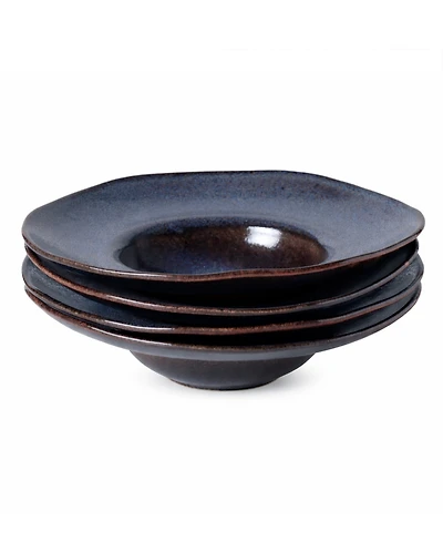 Porto Brasil 11.02" Stoneware Deep Rim Plates, Set of 4