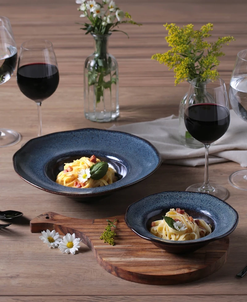 Porto Brasil 11.02" Stoneware Deep Rim Plates, Set of 4