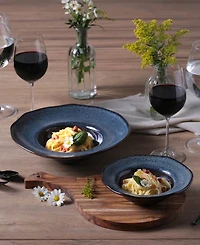 Porto Brasil 11.02" Stoneware Deep Rim Plates, Set of 4