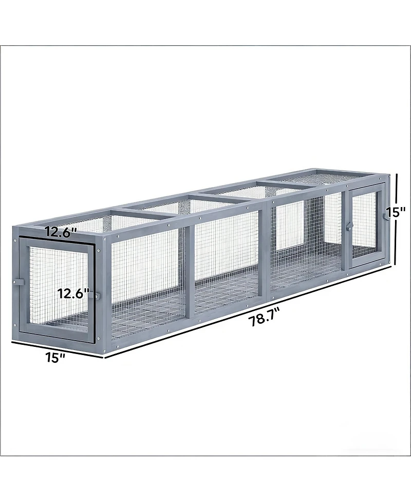 Zeus & Ruta Outdoor Spacious Wooden Cat Enclosure with Tunnel Run, Window View and Play Area