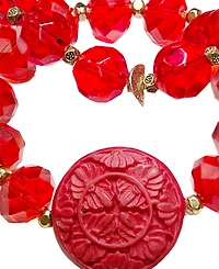 Michael Gabriel Designs Red Crystal Orient Two Stack Bracelets