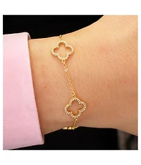 The Lovery 14K Gold Plated Sterling Silver Small Cz Open Clover Bracelet