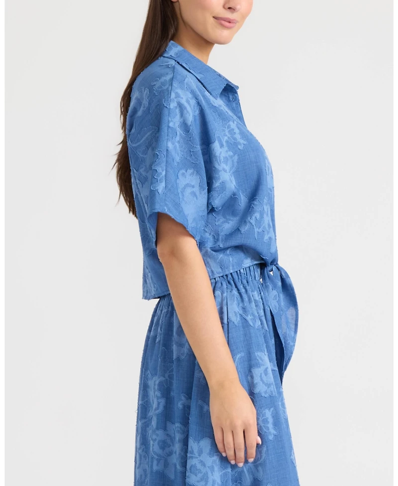 Ellen Tracy Women's Dolman Sleeve Tie Front Shirt