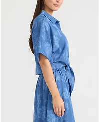 Ellen Tracy Women's Dolman Sleeve Tie Front Shirt