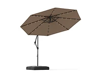 Clihome 10 Feet Solar Offset Hanging Umbrella with Base and 32 Led