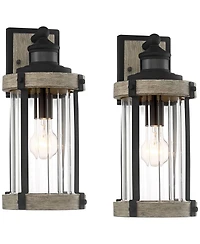 John Timberland Stan Industrial Outdoor Wall Light Fixtures Set of 2 Motion Sensor Dusk to Dawn Clear Glass for Post