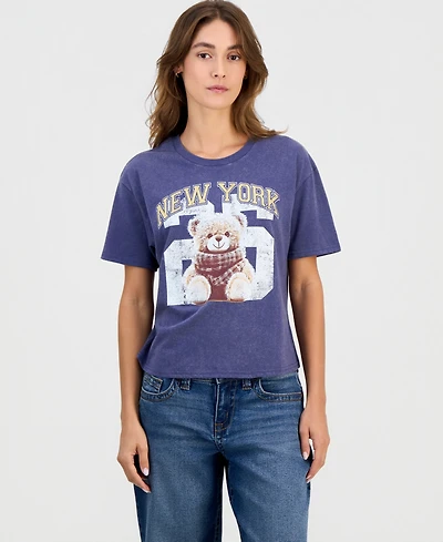 Rebellious One Juniors' New York Bear Graphic T-Shirt