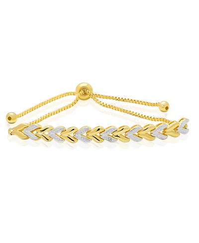 Macy's Diamond Accent 0.005 ct. t. w. Chevron Link Adjustable Bolo Bracelet