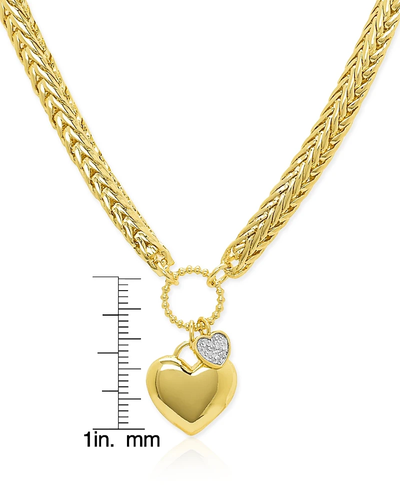Macy's Diamond Accent 0.005 ct. t. w. Heart Charm Pendant, 16''+2'' Extender Wheat Chain Necklace