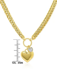 Macy's Diamond Accent 0.005 ct. t. w. Heart Charm Pendant, 16''+2'' Extender Wheat Chain Necklace