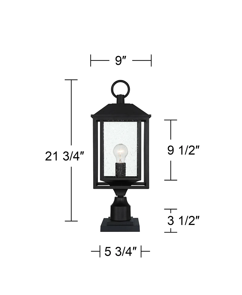 John Timberland Califa 21 3/4" Black and Seeded Glass Pier Mount Light