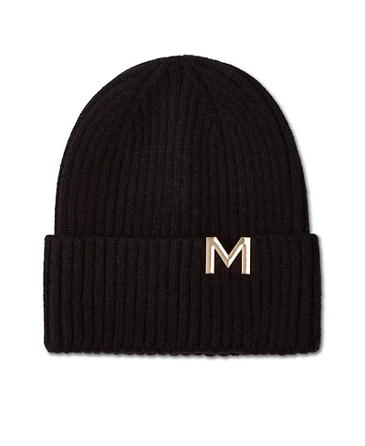 MeMoi Kids Ribbed Metal M Cut-Out Design Rayon Blend Beanie