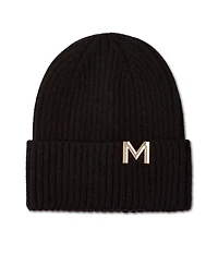 MeMoi Kids Ribbed Metal M Cut-Out Design Rayon Blend Beanie