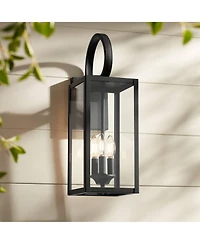 John Timberland Mira Modern Outdoor Wall Light Fixture Flat 21 1/2" Clear Glass for Post Exterior Barn Deck House Porch Yard Posts Patio Home